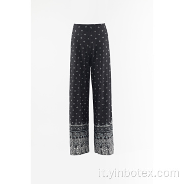 Stampa pantaloni ampi in tessuto rayon